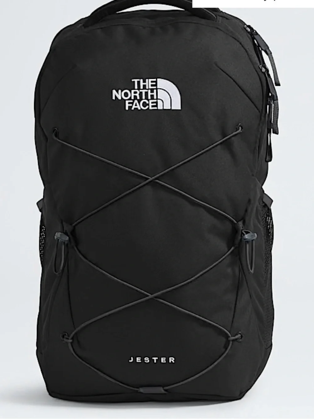 The North Face Jester Backpack in Black with White Logo